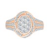Thumbnail Image 3 of 0.95 CT. T.W. Oval-Shaped Multi-Diamond Swirl Frame Triple Row Shank Bridal Set in 10K Rose Gold