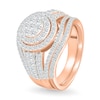 Thumbnail Image 2 of 1.23 CT. T.W. Multi-Diamond Double Frame Multi-Row Split Shank Bridal Set in 10K Rose Gold