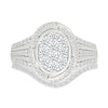 Thumbnail Image 1 of 0.95 CT. T.W. Oval-Shaped Multi-Diamond Swirl Frame Triple Row Shank Bridal Set in 10K White Gold