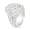 Thumbnail Image 2 of 0.95 CT. T.W. Oval-Shaped Multi-Diamond Swirl Frame Triple Row Shank Bridal Set in 10K White Gold