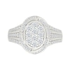 Thumbnail Image 3 of 0.95 CT. T.W. Oval-Shaped Multi-Diamond Swirl Frame Triple Row Shank Bridal Set in 10K White Gold