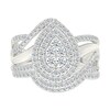 Thumbnail Image 1 of 0.95 CT. T.W. Pear-Shaped Multi-Diamond Double Frame Bypass Multi-Row Split Shank Bridal Set in 10K White Gold