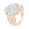 Thumbnail Image 4 of 0.95 CT. T.W. Pear-Shaped Multi-Diamond Double Frame Bypass Multi-Row Split Shank Bridal Set in 10K Rose Gold