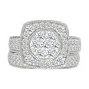 Thumbnail Image 1 of 1.45 CT. T.W. Multi-Diamond Cushion Frame Vintage-Style Bridal Set in 10K White Gold