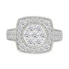 Thumbnail Image 3 of 1.45 CT. T.W. Multi-Diamond Cushion Frame Vintage-Style Bridal Set in 10K White Gold