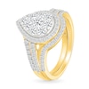 Thumbnail Image 2 of 1.23 CT. T.W. Pear-Shaped Multi-Diamond Frame Double Row Bypass Shank Bridal Set in 10K Gold