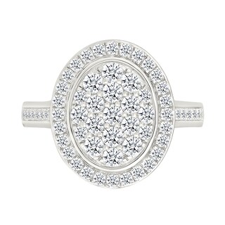 1.23 CT. T.W. Oval-Shaped Multi-Diamond Bezel Frame Bridal Set in 10K Gold