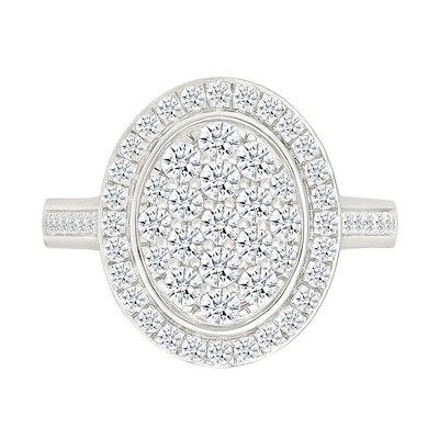 1.23 CT. T.W. Oval-Shaped Multi-Diamond Bezel Frame Bridal Set in 10K Gold