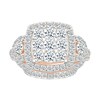 1.23 CT. T.W. Cushion-Shaped Multi-Diamond Frame Collar Bridal Set in 10K Rose Gold