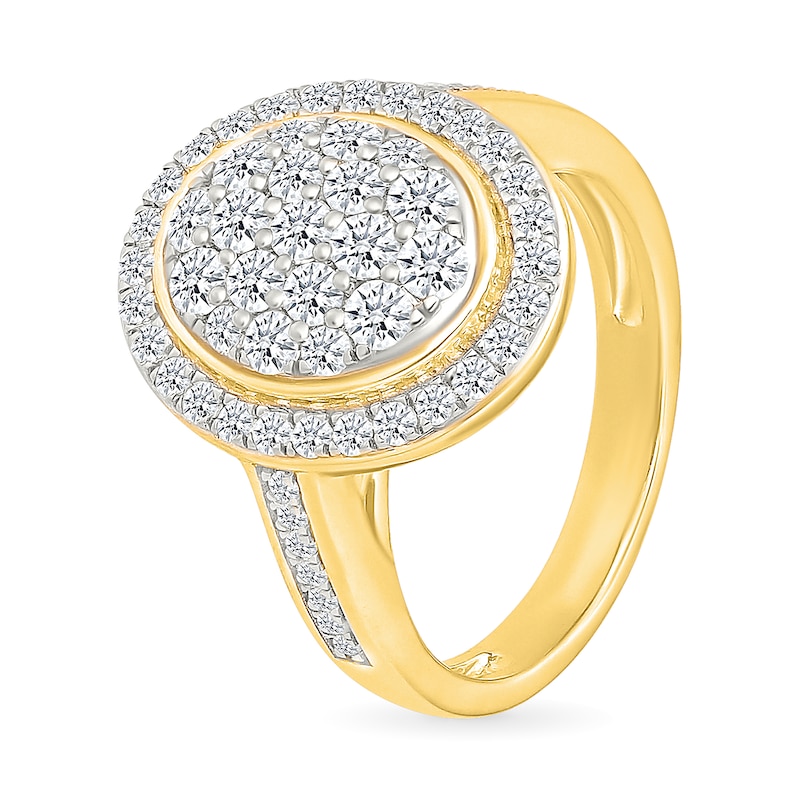 Main Image 4 of 1.23 CT. T.W. Oval-Shaped Multi-Diamond Bezel Frame Bridal Set in 10K Gold