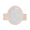 1.23 CT. T.W. Oval-Shaped Multi-Diamond Bezel Frame Bridal Set in 10K Rose Gold