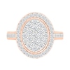 1.23 CT. T.W. Oval-Shaped Multi-Diamond Bezel Frame Bridal Set in 10K Rose Gold