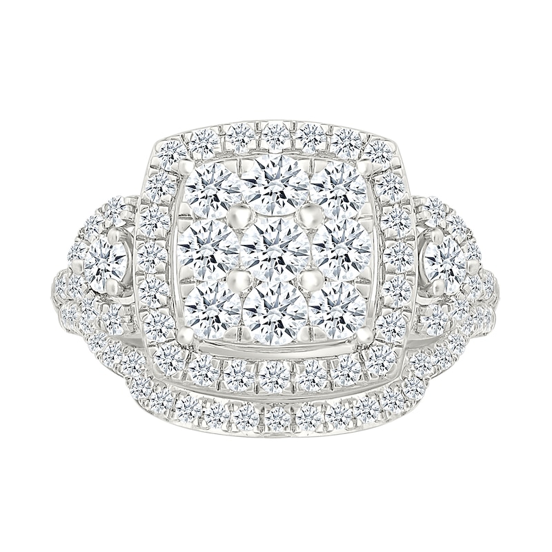 Main Image 1 of 1.23 CT. T.W. Cushion-Shaped Multi-Diamond Frame Collar Bridal Set in 10K White Gold