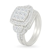 Thumbnail Image 2 of 1.23 CT. T.W. Cushion-Shaped Multi-Diamond Frame Collar Bridal Set in 10K White Gold