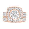 Thumbnail Image 1 of 1.45 CT. T.W. Multi-Diamond Cushion Frame Vintage-Style Bridal Set in 10K Rose Gold