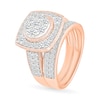 Thumbnail Image 2 of 1.45 CT. T.W. Multi-Diamond Cushion Frame Vintage-Style Bridal Set in 10K Rose Gold