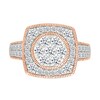 Thumbnail Image 3 of 1.45 CT. T.W. Multi-Diamond Cushion Frame Vintage-Style Bridal Set in 10K Rose Gold