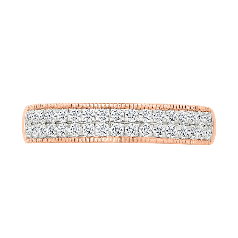 Main Image 5 of 1.45 CT. T.W. Multi-Diamond Cushion Frame Vintage-Style Bridal Set in 10K Rose Gold