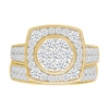 Thumbnail Image 1 of 1.45 CT. T.W. Multi-Diamond Cushion Frame Vintage-Style Bridal Set in 10K Gold
