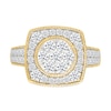 Thumbnail Image 3 of 1.45 CT. T.W. Multi-Diamond Cushion Frame Vintage-Style Bridal Set in 10K Gold
