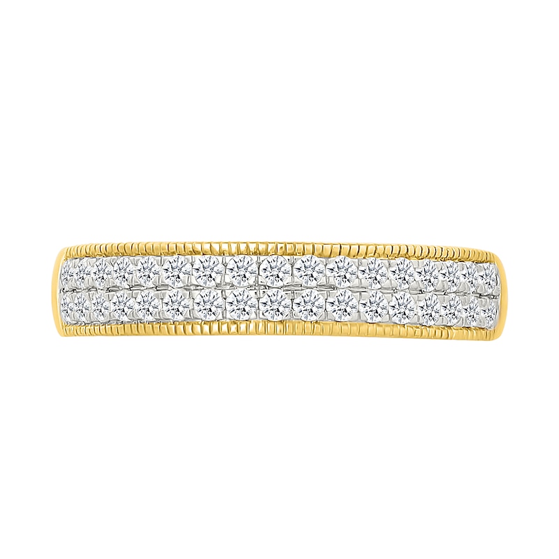 Main Image 5 of 1.45 CT. T.W. Multi-Diamond Cushion Frame Vintage-Style Bridal Set in 10K Gold