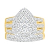 Thumbnail Image 1 of 1.45 CT. T.W. Pear-Shaped Multi-Diamond Double Frame Triple Row Split Shank Bridal Set in 10K Gold