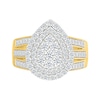 Thumbnail Image 3 of 1.45 CT. T.W. Pear-Shaped Multi-Diamond Double Frame Triple Row Split Shank Bridal Set in 10K Gold