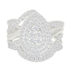 Thumbnail Image 1 of 1.23 CT. T.W. Pear-Shaped Multi-Diamond Double Frame Bypass Split Shank Bridal Set in 10K White Gold