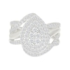 Thumbnail Image 3 of 1.23 CT. T.W. Pear-Shaped Multi-Diamond Double Frame Bypass Split Shank Bridal Set in 10K White Gold