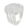 Thumbnail Image 4 of 1.23 CT. T.W. Pear-Shaped Multi-Diamond Double Frame Bypass Split Shank Bridal Set in 10K White Gold