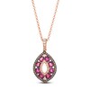 Thumbnail Image 1 of Le Vian® Oval Certified Passion Ruby™ and 0.45 CT. T.W. Diamond Marquise Drop Pendant in 14K Strawberry Gold®