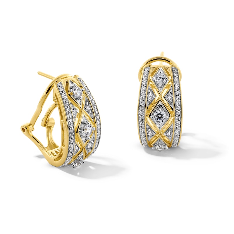 Main Image 1 of 1.00 CT. T.W. Certified Lab-Grown Diamond Byzantine Hoop Earrings in 10K Gold (F/SI2)
