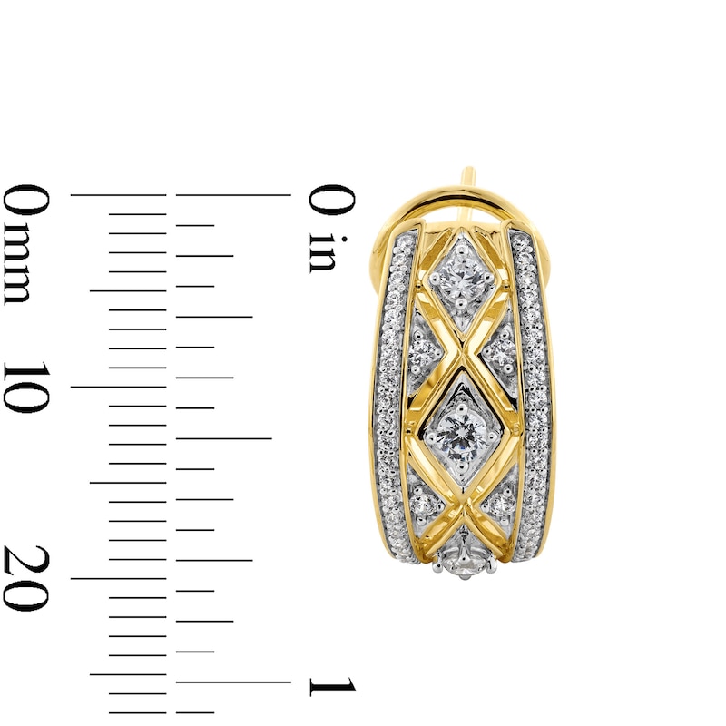 Main Image 2 of 1.00 CT. T.W. Certified Lab-Grown Diamond Byzantine Hoop Earrings in 10K Gold (F/SI2)