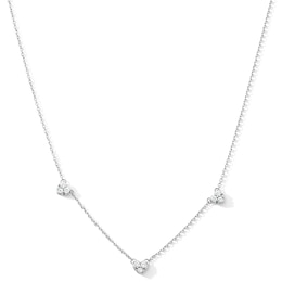 0.25 CT. T.W. Heart-Shaped Multi-Diamond Station Necklace in Sterling Silver - 19"