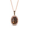 Thumbnail Image 1 of Le Vian® Oval Green Chalcedony and 0.58 CT. T.W. Diamond Frame Drop Pendant in 14K Strawberry Gold® - 19”