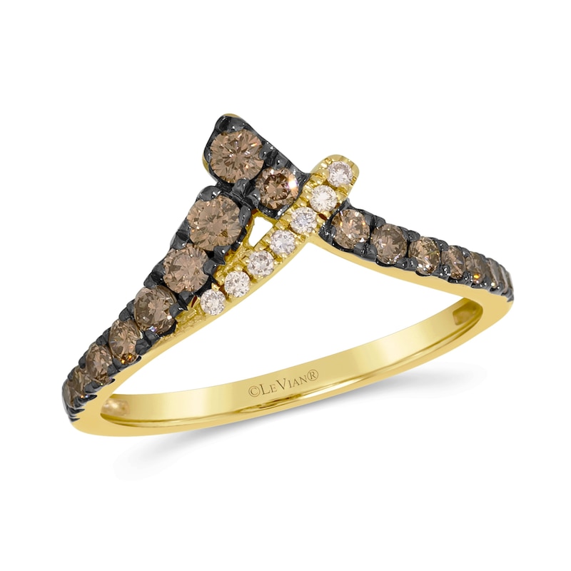 Le Vian® Good Karma 0.45 CT. T.W. Chocolate Diamond® and Nude Diamond™ Crossover Ring in 14K Honey Gold™ - Size 7