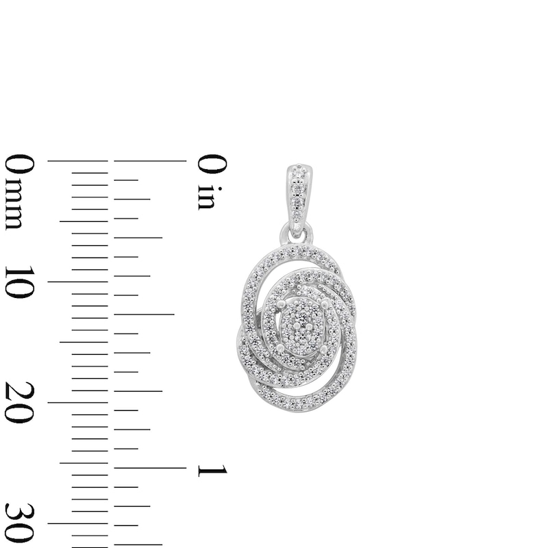 Main Image 3 of 0.50 CT. T.W. Oval-Shaped Multi-Diamond Swirl Knot Drop Earrings in Sterling Silver