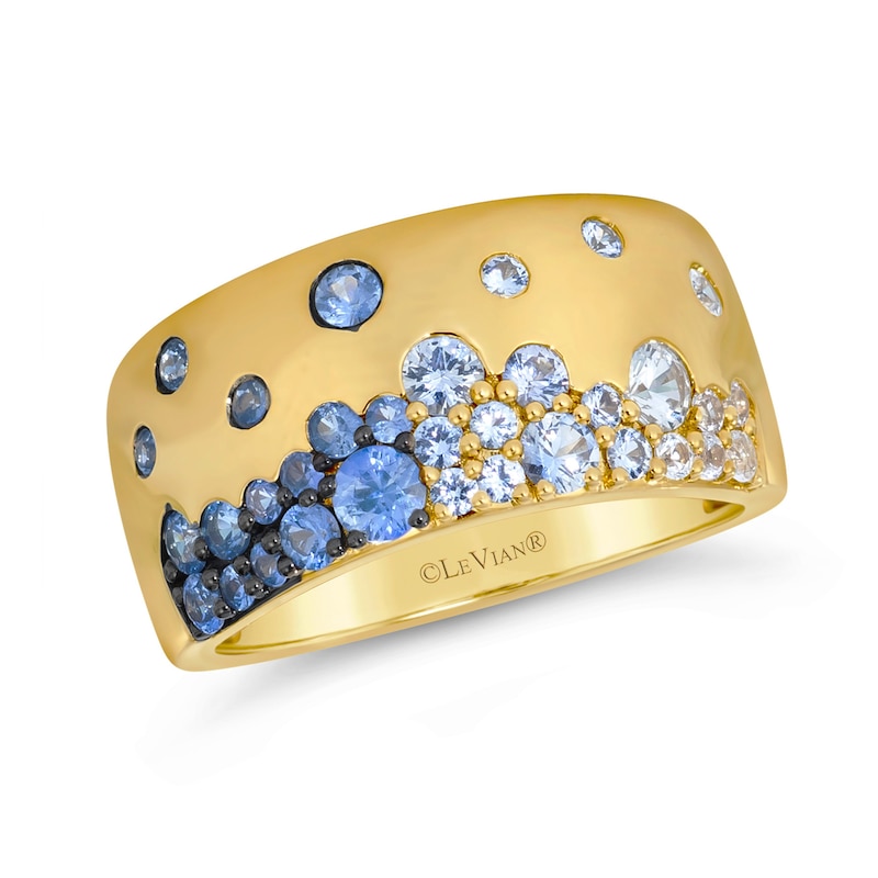 Le Vian® Denim Ombré® and White Sapphire Scatter Band in 14K Honey Gold™ - Size 7