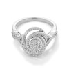 Thumbnail Image 1 of 0.50 CT. T.W. Oval-Shaped Multi-Diamond Swirl Frame Twist Shank Ring in Sterling Silver