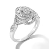 Thumbnail Image 3 of 0.50 CT. T.W. Oval-Shaped Multi-Diamond Swirl Frame Twist Shank Ring in Sterling Silver