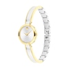 Thumbnail Image 2 of Ladies' Movado Moda Two-Tone PVD Bangle Watch with Silvery-White Sunray Dial (Model: 608012)