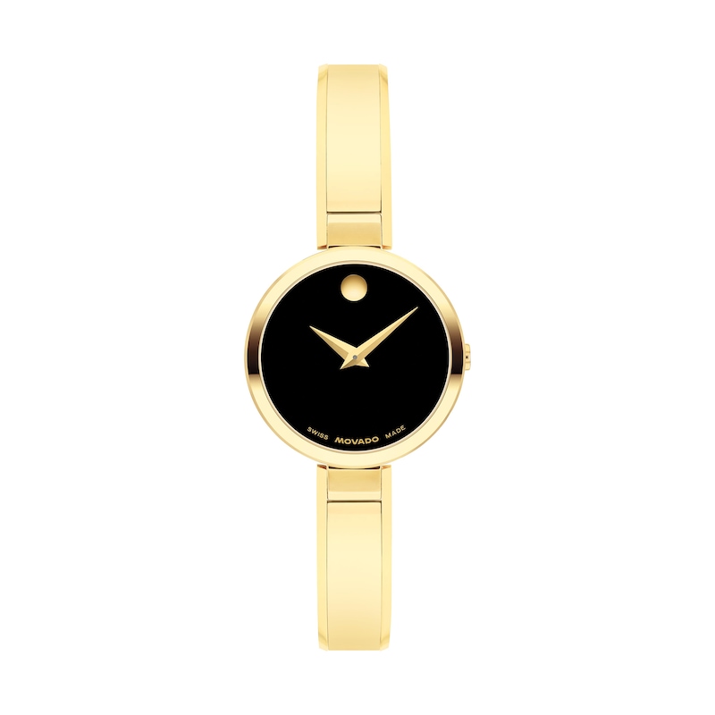 Main Image 1 of Ladies' Movado Moda Gold-Tone PVD Bangle Watch with Black Dial (Model: 608013)