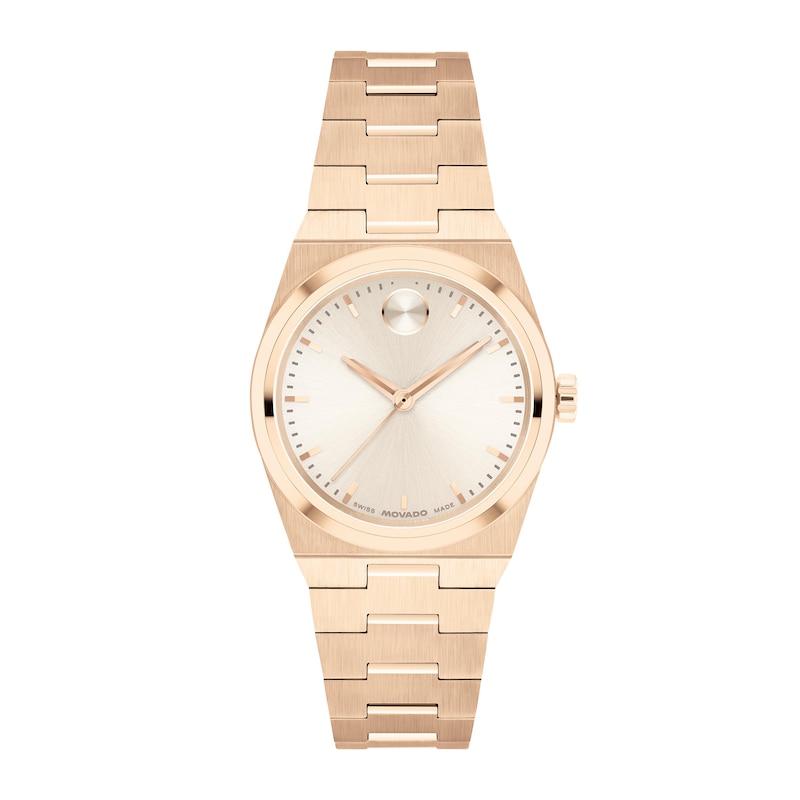 Main Image 1 of Ladies' Movado Bold® Quest Mini Rose-Tone IP Watch with Champagne Sunray Dial (Model: 3601293)