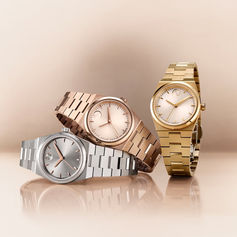 Ladies' Movado Bold® Quest Mini Rose-Tone IP Watch with Champagne Sunray Dial (Model: 3601293)