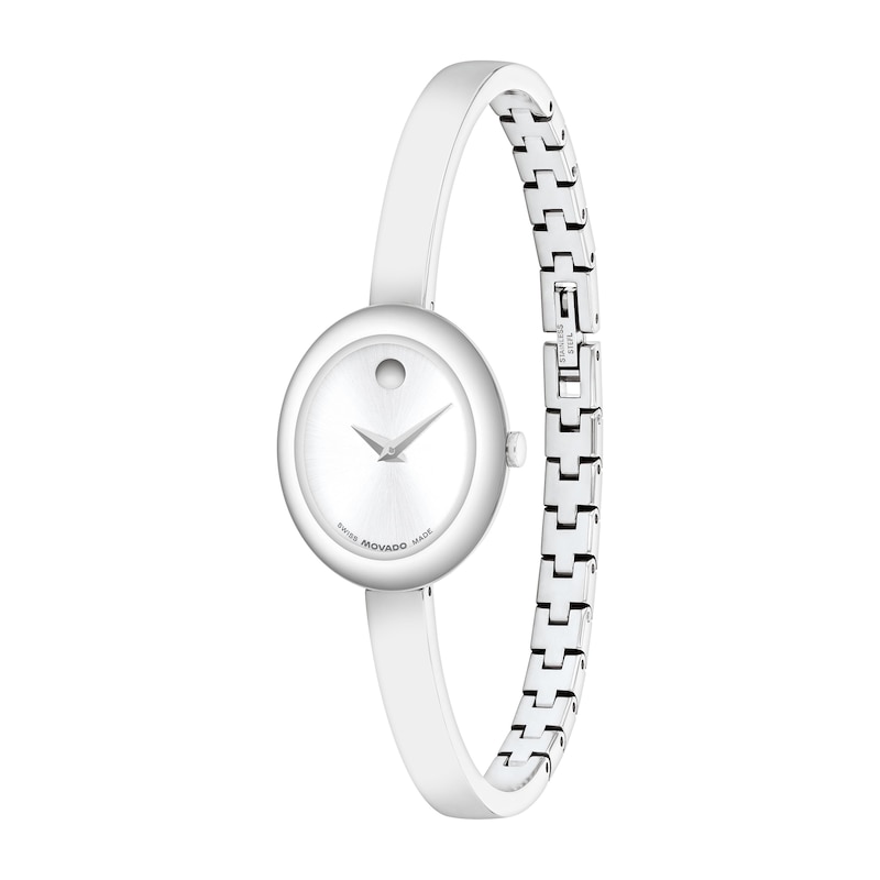 Main Image 2 of Ladies' Movado Museum® Bangle Watch with Silvery-White Sunray Dial (Model: 608070)