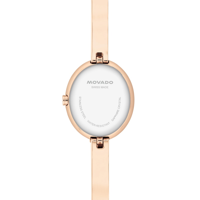 Main Image 3 of Ladies' Movado Museum® Rose-Tone PVD Bangle Watch with Silvery-White Sunray Dial (Model: 608071)