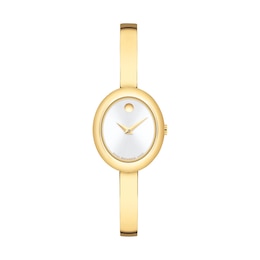 Ladies' Movado Museum® Gold-Tone PVD Bangle Watch with Silvery-White Sunray Dial (Model: 608072)