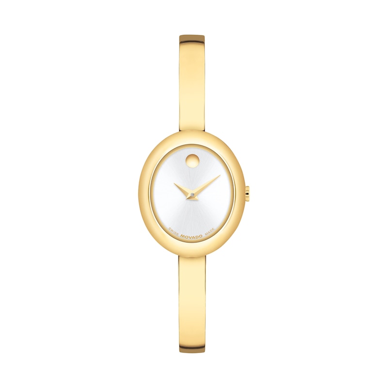 Main Image 1 of Ladies' Movado Museum® Gold-Tone PVD Bangle Watch with Silvery-White Sunray Dial (Model: 608072)