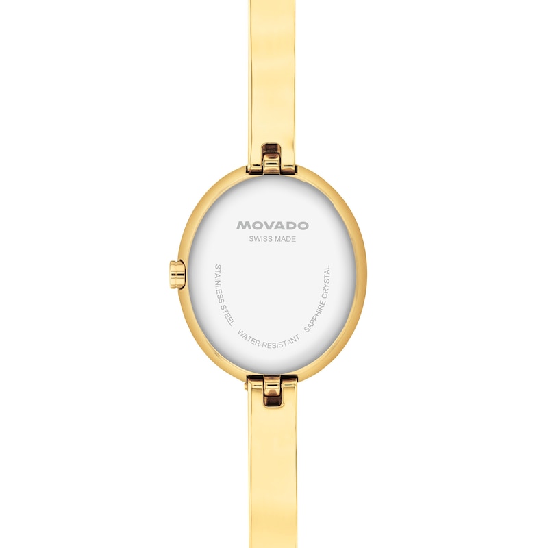 Main Image 3 of Ladies' Movado Museum® Gold-Tone PVD Bangle Watch with Silvery-White Sunray Dial (Model: 608072)