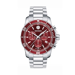 Men's Movado Series 800 Chronograph Watch with Red Sunray Dial (Model: 2600194)
